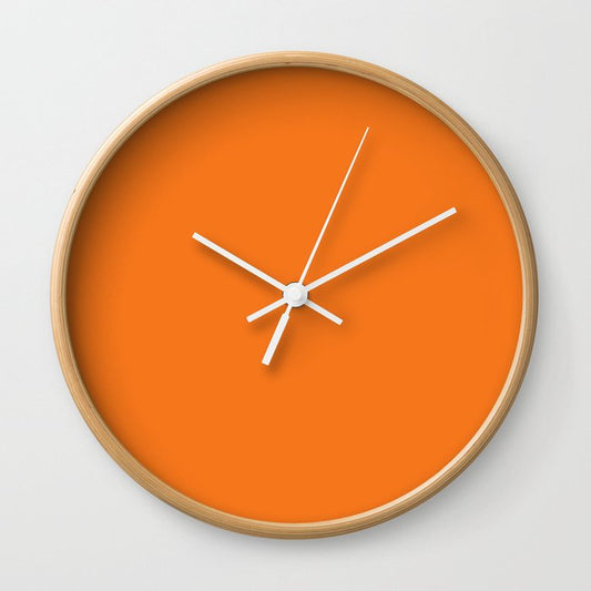 Pumpkin Orange Solid Color Popular Hues Patternless Shades of Orange Collection - Hex Value #F5761A Wall Clock