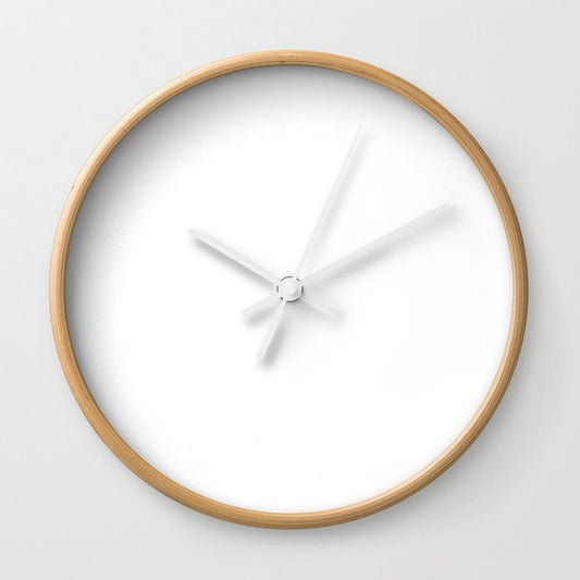 Pure White Solid Color Popular Hues Patternless Shades of White Collection Hex #ffffff Wall Clock