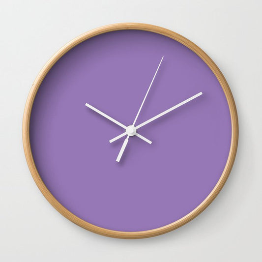 Purple Mountain Majesty Solid Color Popular Hues Patternless Shades of Purple Collection Hex #9678B6 Wall Clock