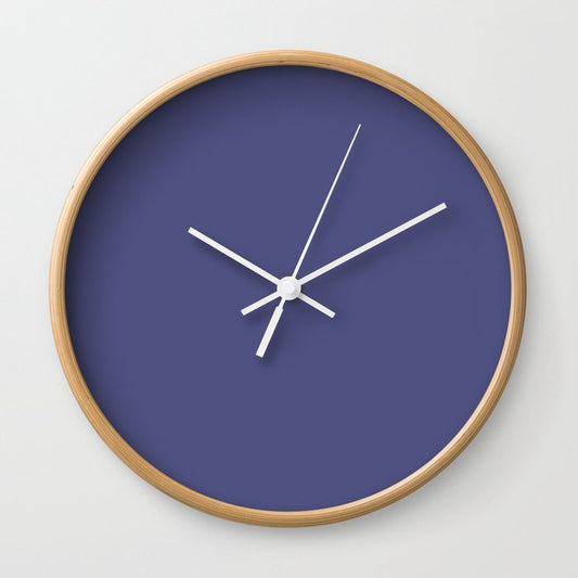 Purple Navy Solid Color Popular Hues Patternless Shades of Purple Collection - Hex Value #4E5180 Wall Clock