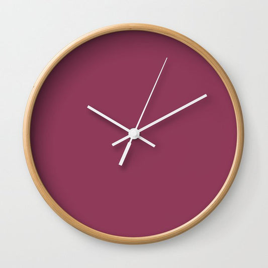 Quinacridone Magenta Purple Solid Color Popular Hues Patternless Shades of Magenta Hex #8e3a59 Wall Clock