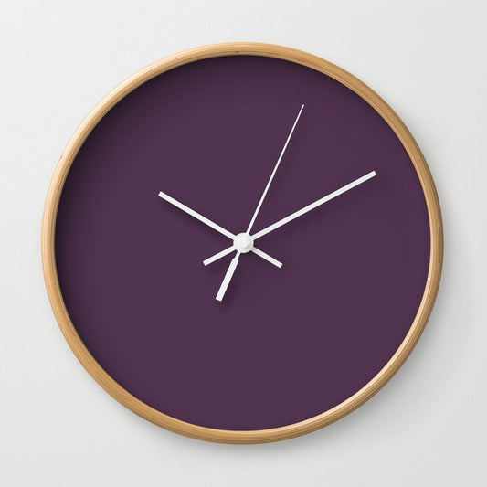 Raisin Purple Solid Color Popular Hues Patternless Shades of Purple Collection - Hex Value #503450 Wall Clock