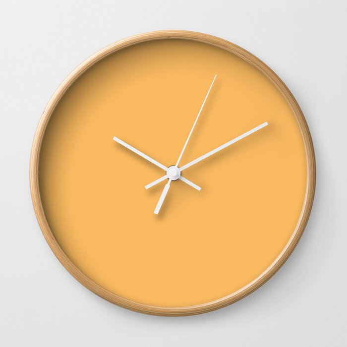 Rajah Orange Solid Color Popular Hues Patternless Shades of Orange Collection - Hex Value #FABA5F Wall Clock