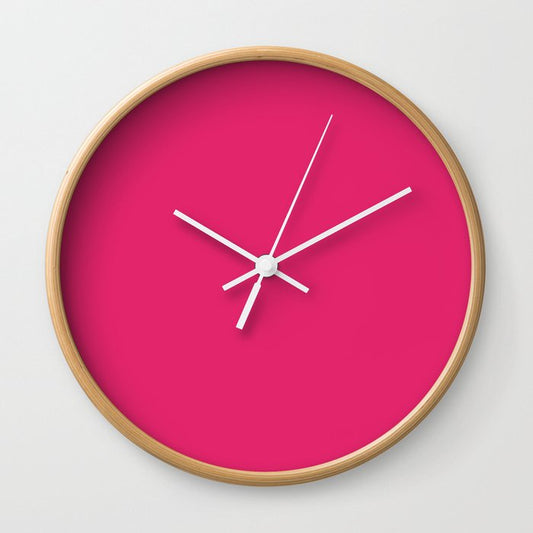 Razzmatazz Pink Solid Color Popular Hues - Patternless Shades of Pink Collection - Hex Value #E3256B Wall Clock