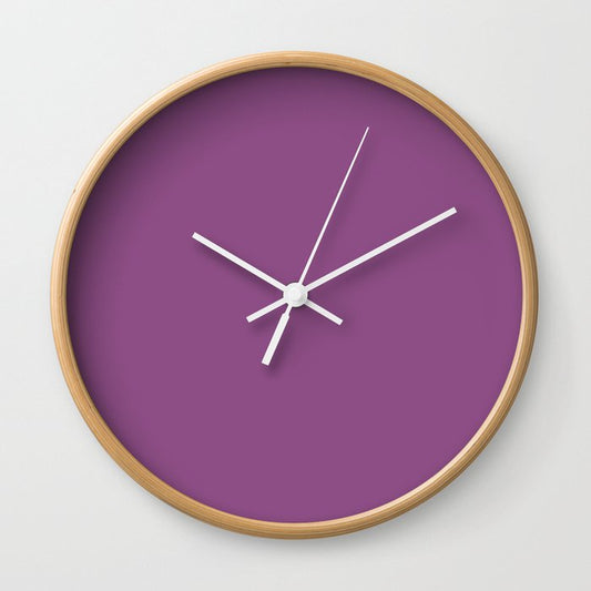 Razzmic Berry Purple Solid Color Popular Hues Patternless Shades of Purple Collection - Hex #8D4E85 Wall Clock