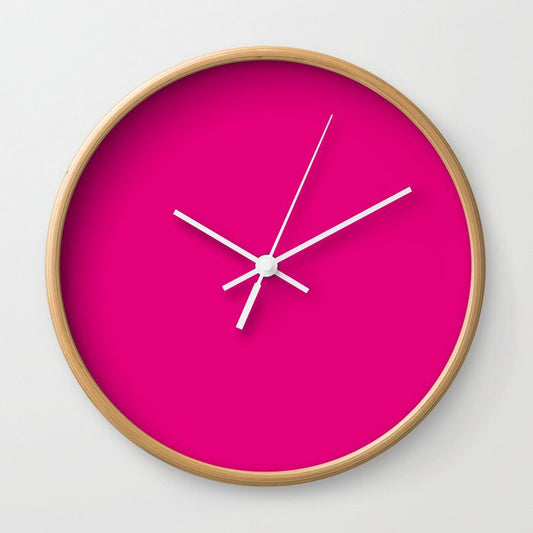 Red Purple Pink Solid Color Popular Hues - Patternless Shades of Pink Collection - Hex Value #E40078 Wall Clock