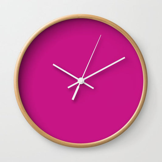 Red Violet Purple Solid Color Popular Hues Patternless Shades of Magenta Collection Hex #c71585 Wall Clock