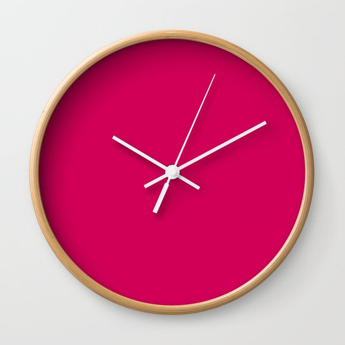 Reddish Pink Solid Color Popular Hues - Patternless Shades of Pink Collection - Hex Value #D10056 Wall Clock