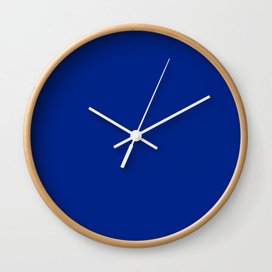Resolution Blue Solid Color Popular Hues Patternless Shades of Blue Collection - Hex #002387 Wall Clock
