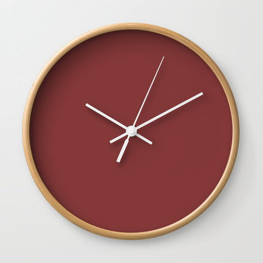 Rich Dark Red Solid Color Pairs Dulux 2023 Trending Shade Deep Garnet S04E8 Wall Clock