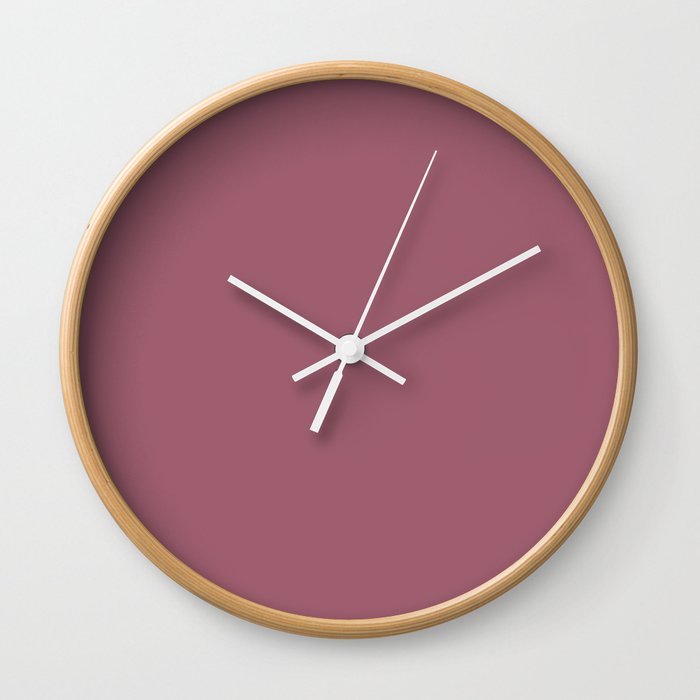 Rose Dust Pink Solid Color Popular Hues - Patternless Shades of Pink Collection - Hex Value #9E5E6F Wall Clock