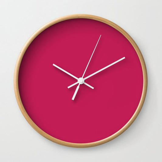 Rose Red Pink Solid Color Popular Hues - Patternless Shades of Pink Collection - Hex Value #C21E56 Wall Clock