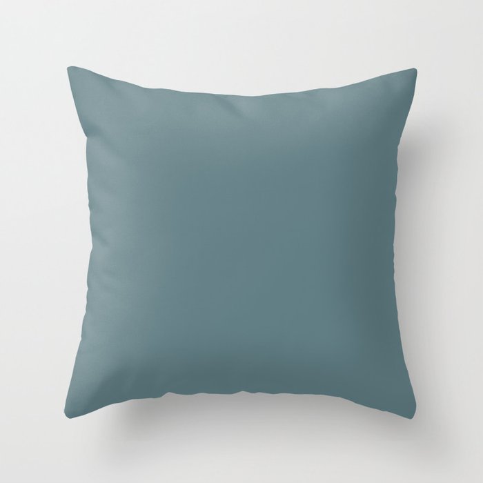 Sailing Medium Blue Solid Color Accent Shade Matches Sherwin Williams Refuge SW 6228 Throw Pillow