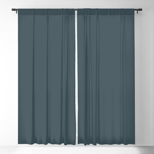 Ultra Dark Blue Solid Color Pairs 2023 Color of the Year Valspar Everglade Deck 5011-3 Blackout Curtain