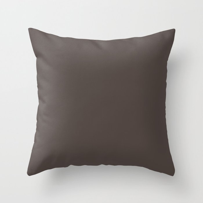 Ultra Dark Merlot Gray - Grey Solid Color Pairs PPG Dark Granite PPG1005-7 - All One Single Shade Throw Pillow