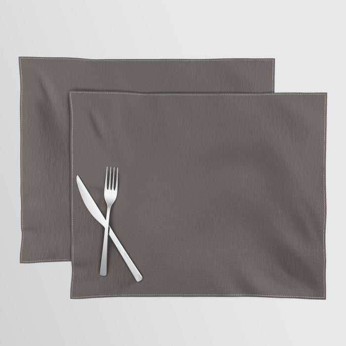 Ultra Dark Merlot Gray - Grey Solid Color Pairs PPG Dark Granite PPG1005-7 - All One Single Shade Placemat