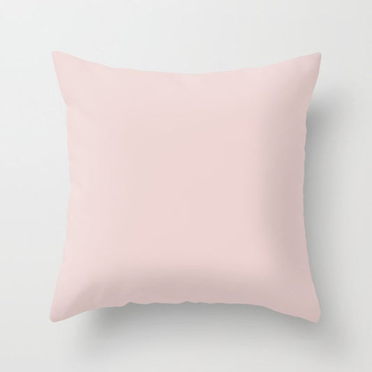 Ultra Pale Pastel Pink Solid Color Pairs PPG Shangri La PPG1053-2 - All One Single Shade Hue Colour Throw Pillow