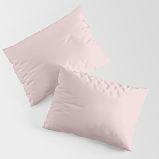 Ultra Pale Pastel Pink Solid Color Pairs PPG Shangri La PPG1053-2 - All One Single Shade Hue Colour Pillow Sham Set