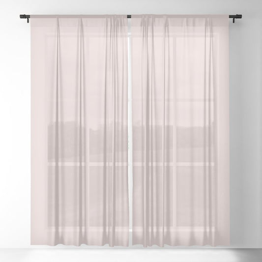 Ultra Pale Pastel Pink Solid Color Pairs PPG Shangri La PPG1053-2 - All One Single Shade Hue Colour Sheer Curtain