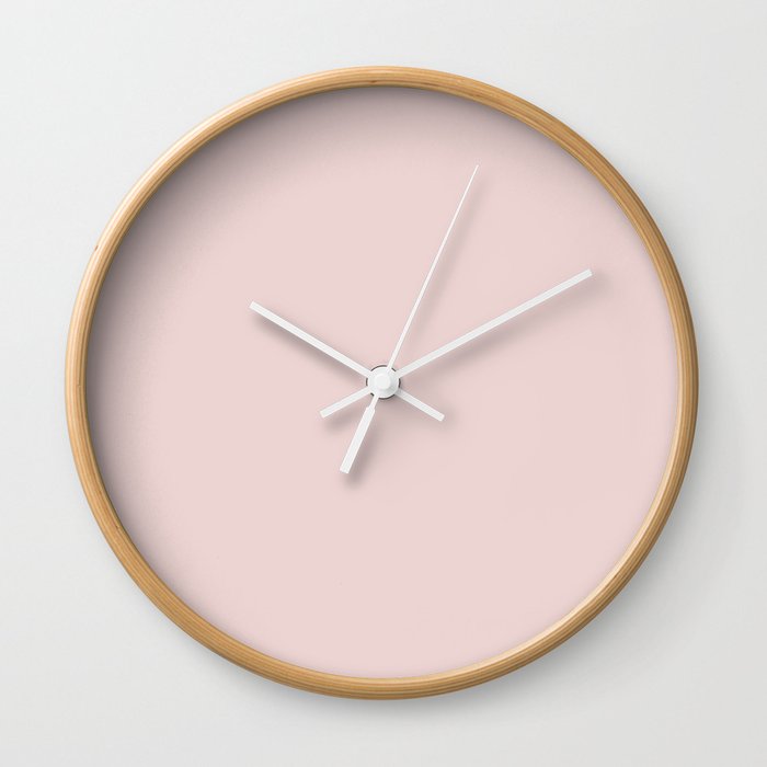 Ultra Pale Pastel Pink Solid Color Pairs PPG Shangri La PPG1053-2 - All One Single Shade Hue Colour Wall Clock