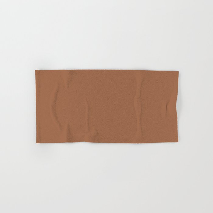 Warm Earthy Brown Solid Color Pairs PPG Foxfire Brown PPG1069-6 - All One Single Shade Hue Colour Hand & Bath Towel