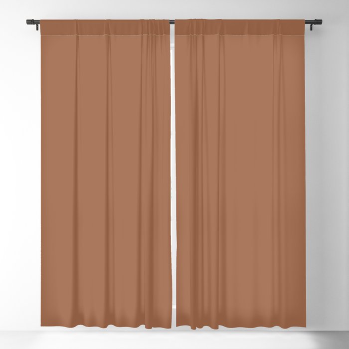Warm Earthy Brown Solid Color Pairs PPG Foxfire Brown PPG1069-6 - All One Single Shade Hue Colour Blackout Curtain