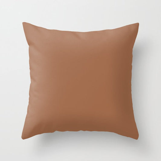 Warm Earthy Brown Solid Color Pairs PPG Foxfire Brown PPG1069-6 - All One Single Shade Hue Colour Throw Pillow