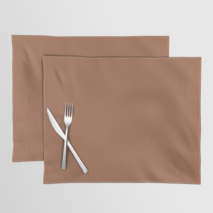 Warm Earthy Brown Solid Color Pairs PPG Foxfire Brown PPG1069-6 - All One Single Shade Hue Colour Placemat