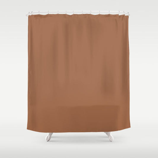 Warm Earthy Brown Solid Color Pairs PPG Foxfire Brown PPG1069-6 - All One Single Shade Hue Colour Shower Curtain