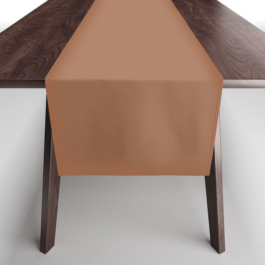 Warm Earthy Brown Solid Color Pairs PPG Foxfire Brown PPG1069-6 - All One Single Shade Hue Colour Table Runner