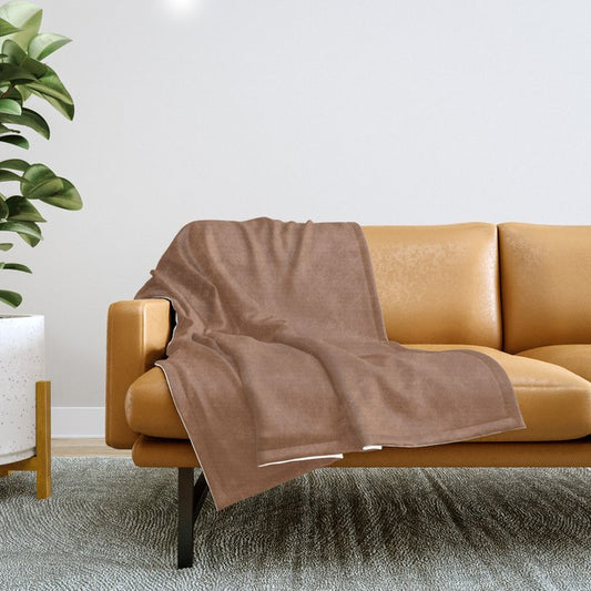 Warm Earthy Brown Solid Color Pairs PPG Foxfire Brown PPG1069-6 - All One Single Shade Hue Colour Throw Blanket