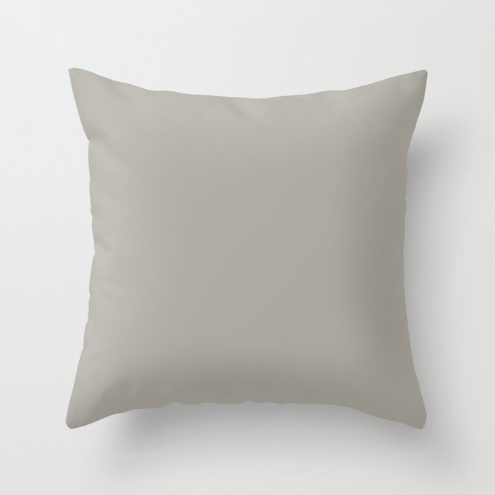 Warm Neutral Light Pastel Gray Beige Solid Color Matches Sherwin Williams Dorian Gray SW 7017 Throw Pillow