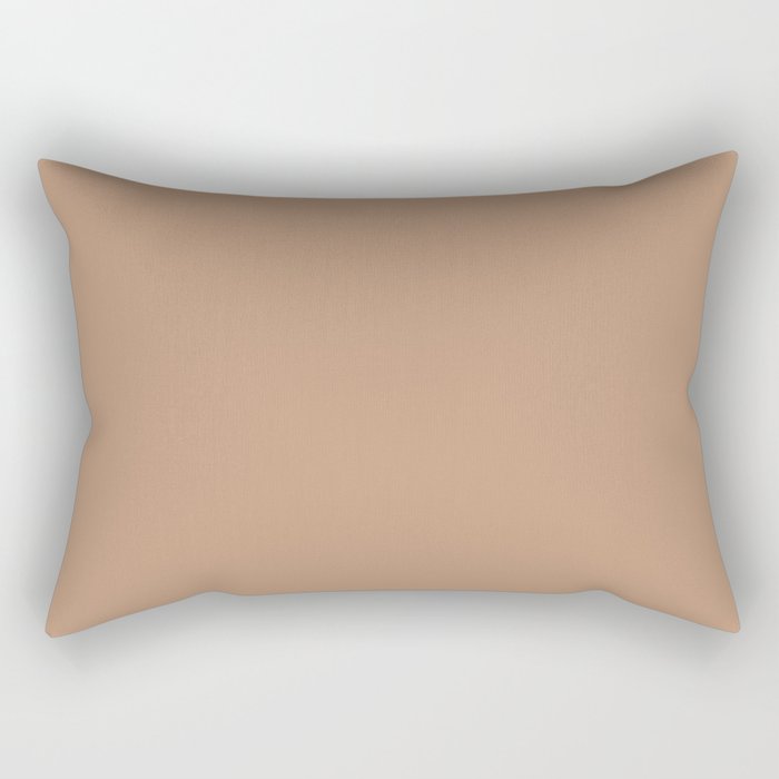 Warm Taupe Brown Solid Color Dunn & Edwards 2023 Trending Color Warm Hearth DE6110  Well Intentions Collection Rectangle Pillow