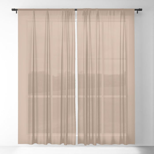 Warm Taupe Brown Solid Color Dunn & Edwards 2023 Trending Color Warm Hearth DE6110  Well Intentions Collection Sheer Curtains