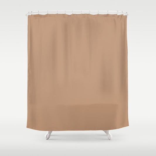 Warm Taupe Brown Solid Color Dunn & Edwards 2023 Trending Color Warm Hearth DE6110  Well Intentions Collection Shower Curtain