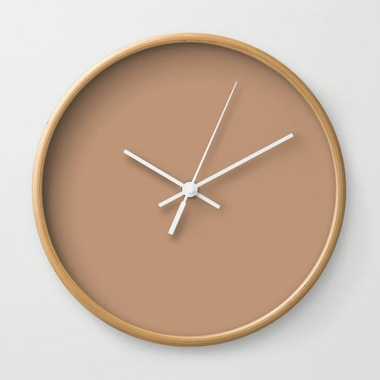 Warm Taupe Brown Solid Color Dunn & Edwards 2023 Trending Color Warm Hearth DE6110  Well Intentions Collection Wall Clock